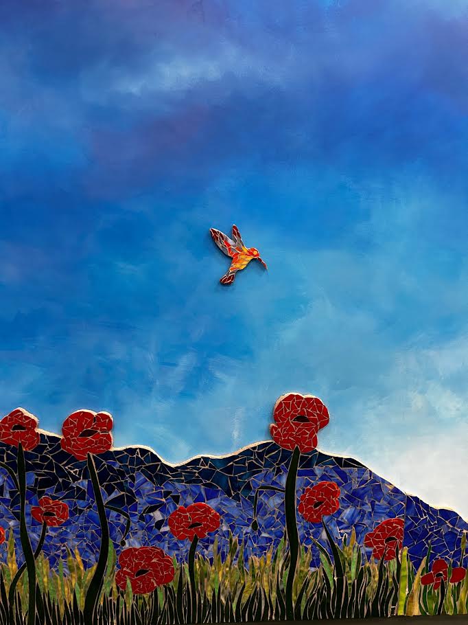 Colorful hummingbird and background