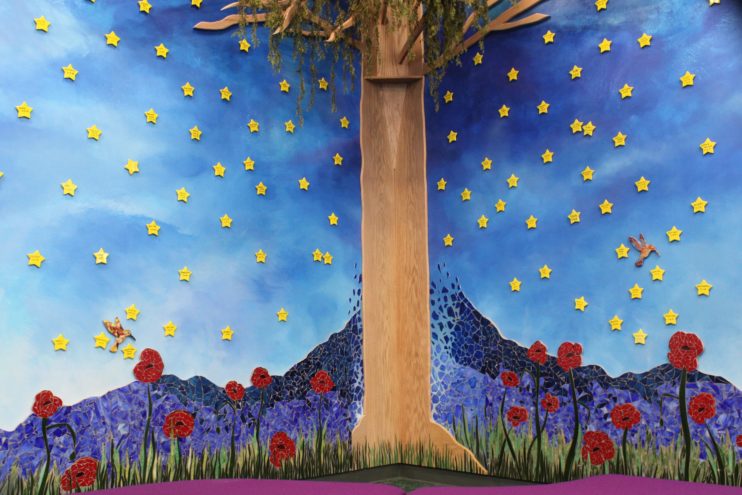 Starry background and tree