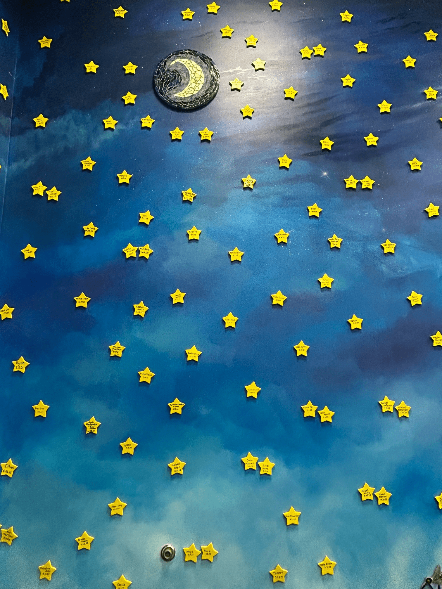Colorful starry background and moon